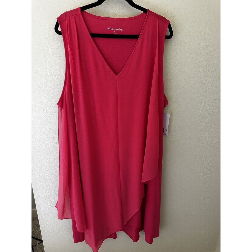 NEW NWT Soft Surroundings Amalfi Dress Lipstick Pink Plus Size 2X Womens Ladies